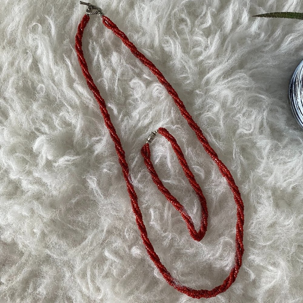 Auburn Beaded Necklace & Bracelet Set